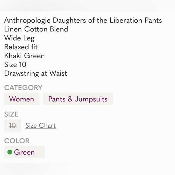 Anthropologie Daughters of the Liberation Linen Cotton Blend Wide Leg Pants - Picture 9 of 9